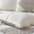4 Piece Printed Comforter Set With Throw Pillow Black Ivory Full Queen Full Black Ivory Polyester