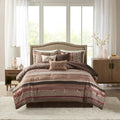 7 Piece Comforter Set Red King King Red Polyester