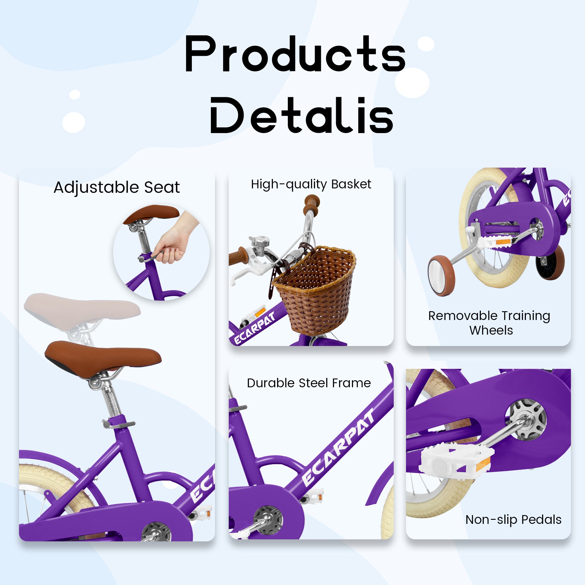 A16116 Ecarpat Kids'Bike Girls Bike 16 Inch Wheels,1 Speed