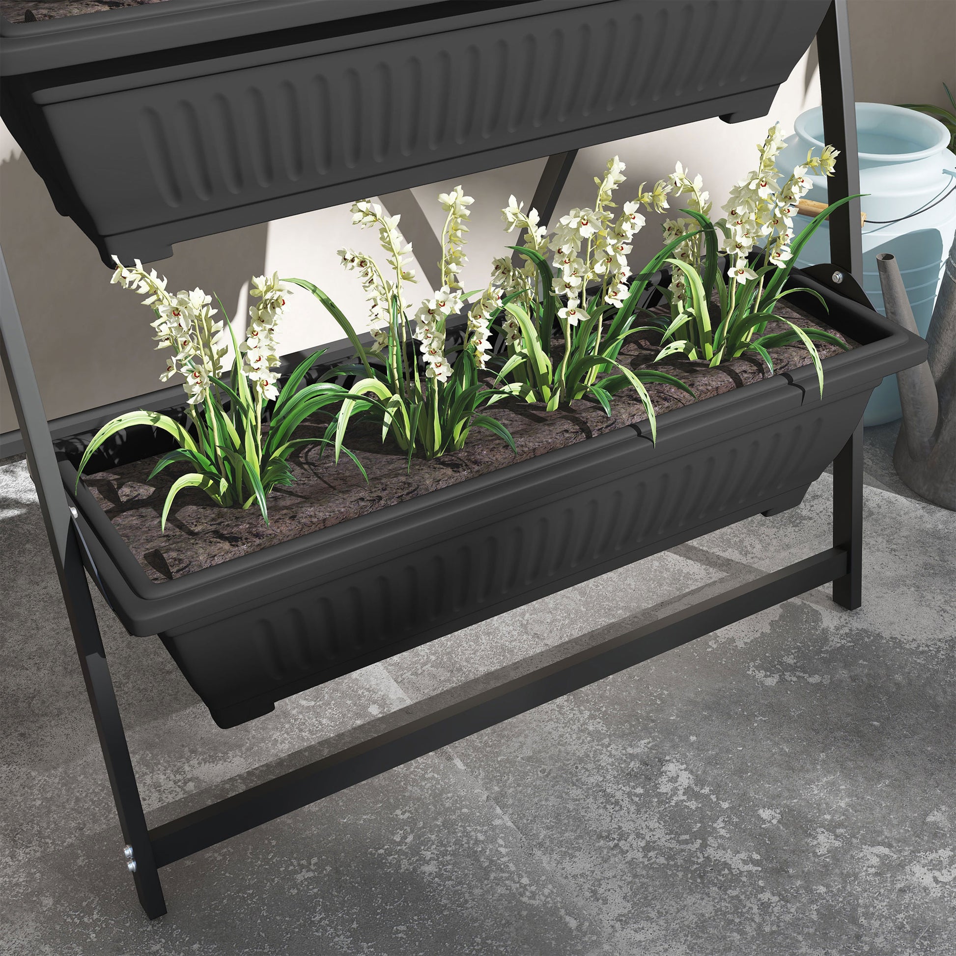 indoor elevated planter box Outsunny Raised Garden Bed, 4 Tier Vertical Garden Planter Set, 4 Outd