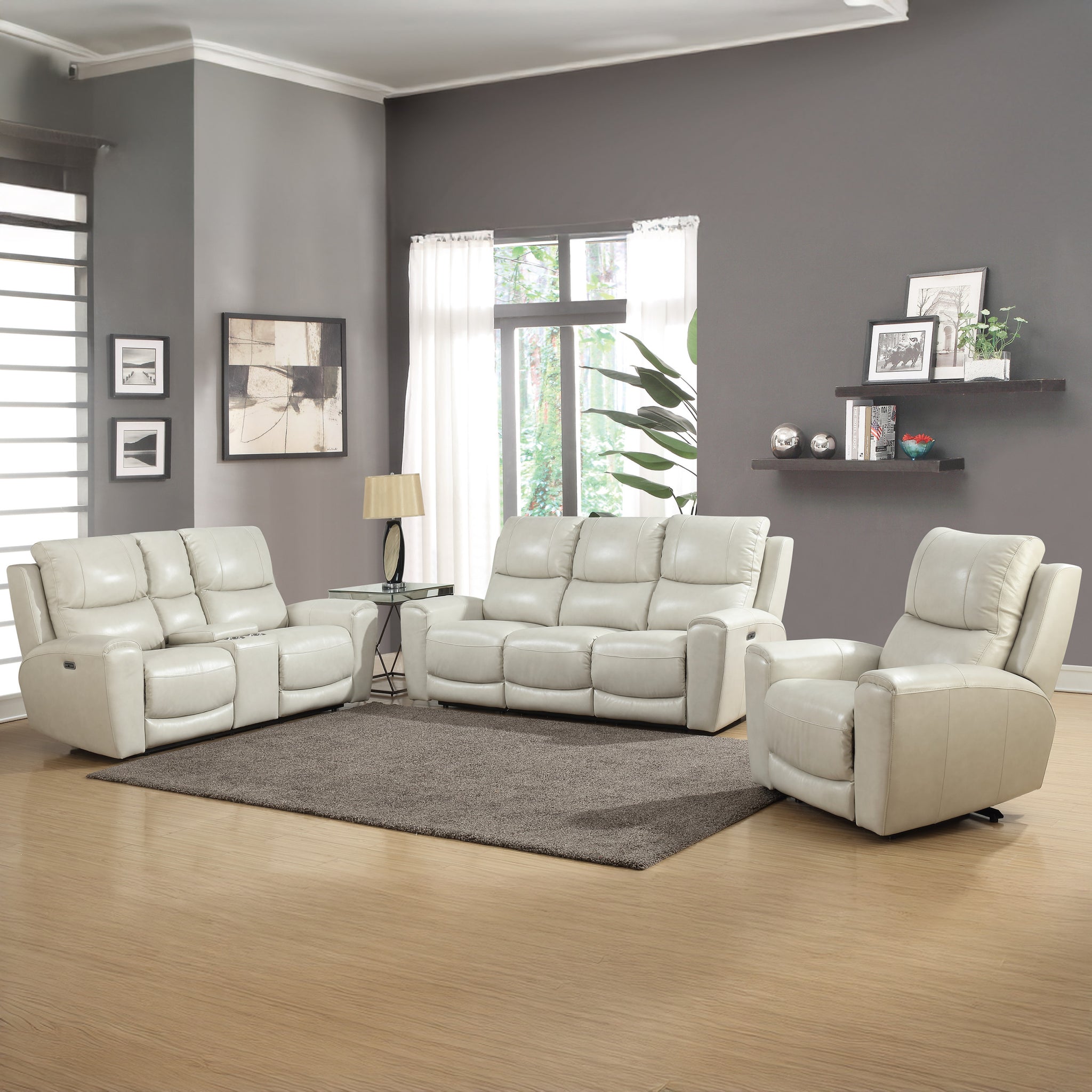 Laurel 3 Piece Living Room Set White - White Wood