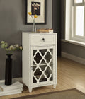 Ceara White Finish Accent Table White Glass,Synthetic Wood