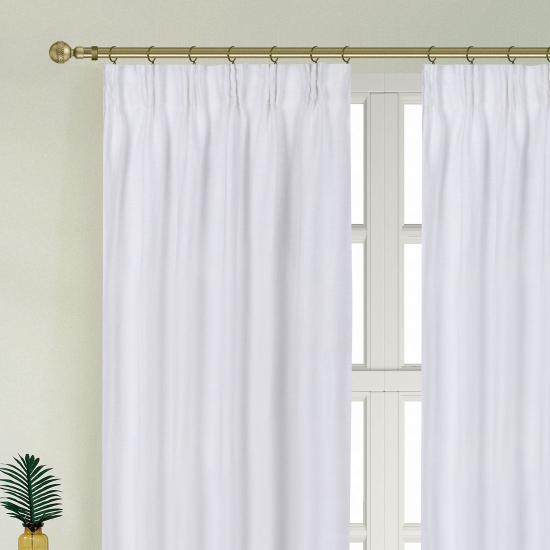 Newport Cotton Lining Window Curtains For Bedroom, Linen Curtains For Living Room, 108 Inches Long Curtains For Living Room, White White Linen
