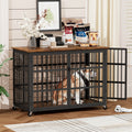 Furniture Style Dog Crate Wrought Iron Frame Door With Side Openings, Rustic Brown, 38.4''W X 27.7''D X 30.2''H. Rustic Brown Particle Board