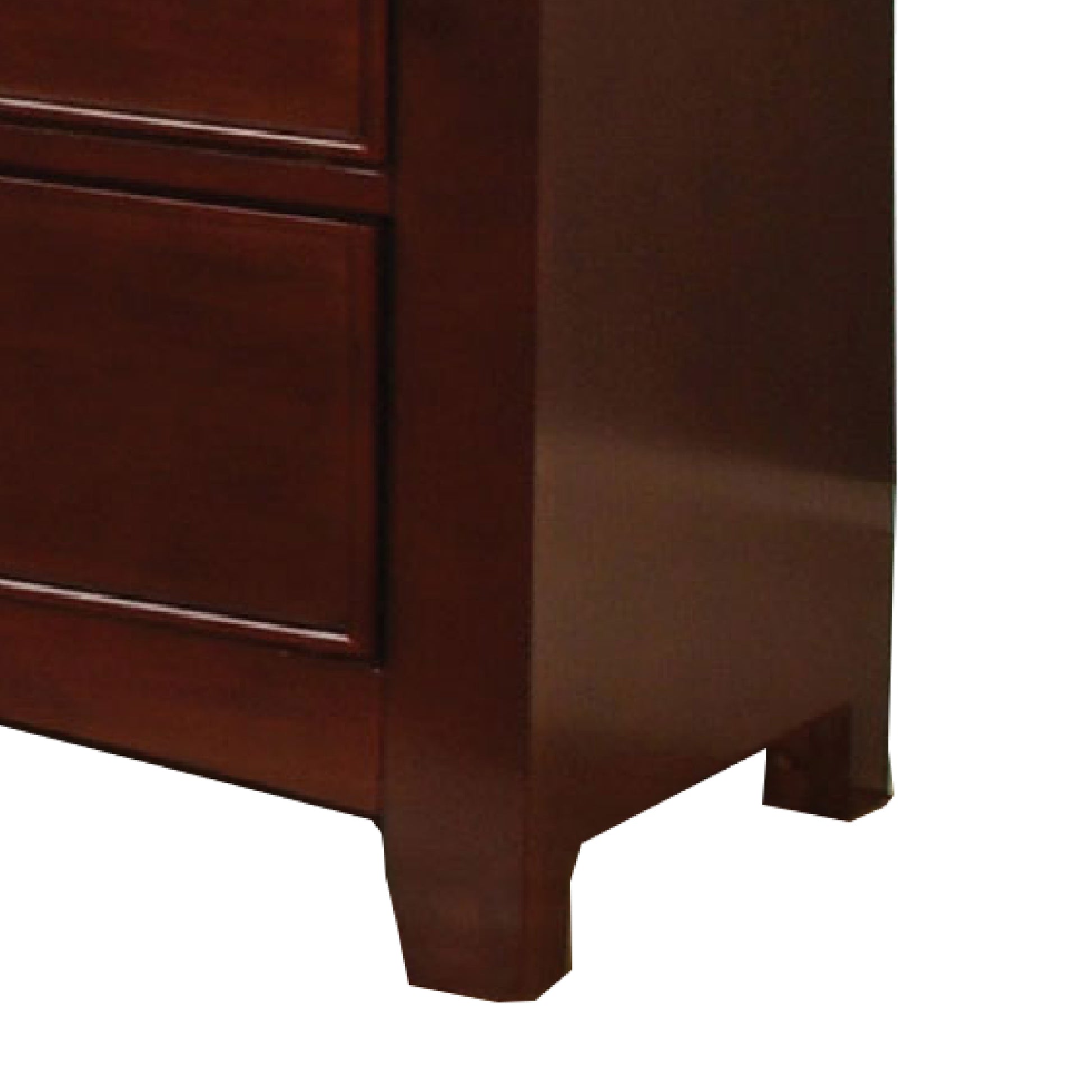 Wooden Dresser With 6 Drawers And Chamfered Legs, Cherry Brown Cherry Wood