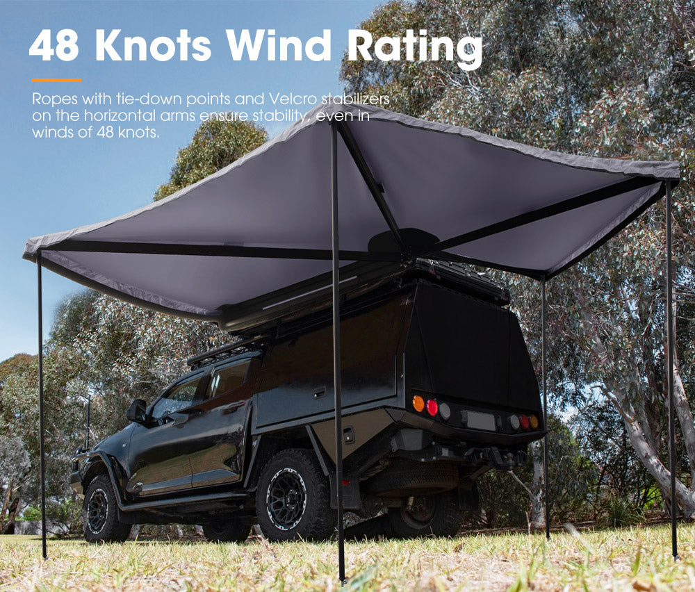 San Hima 270 Degree Free Standing Awning 600D Double Ripstop Oxford 4X4 Upf50 Dark Gray Fabric Metal