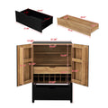 Lockers,Side Cabinets,Wine Bar Cabinet,Liquor Storage Credenza,Sideboard With Wine Racks & Stemware Holder,Wine Glass Holder,Metal Handle, Placed In Family Bars,Hallways,Living Rooms,Color:Black Brown 5 Or More Spaces Black Brown Primary Living Space