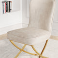 Dining Chair Set Of 4, Beige Velvet Backrest And Golden Metal Legs.For Modern Kitchen Dining Room Chair For Kitchen Living Modern Decorative Leisure Chairs.Office Chairs Y 2009 Beige Foam Velvet