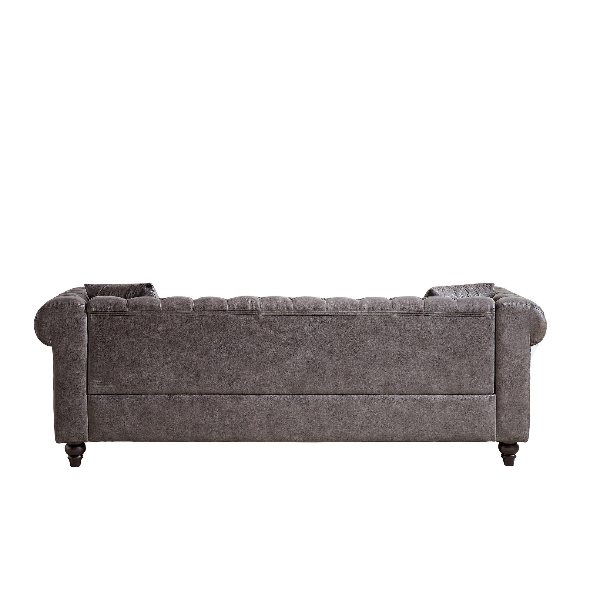 Fx 85.5"Living Room With Tech Fabric Chesterfield Sofa With Rolled Arms 3 Seater Sofa With Button Design And 2 Cushions For Apartment, Office, Living Room Grey Wood Primary Living Space Pine Foam Fabric 3 Seat