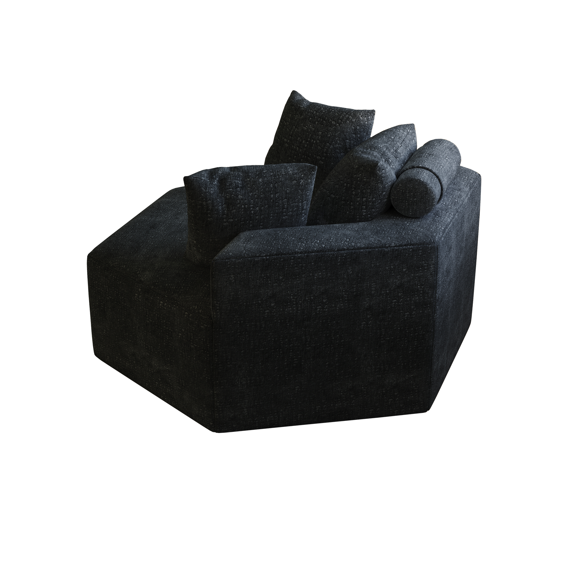 54''L Chenille Sponge Single Sofa,No Assembly Required,Fluffy Modern Sleeper Chair For Living Room, Bedroom, Lounge And Projection Room Black Foam Chenille 1 Seat