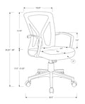 Office Chair, Adjustable Height, Swivel, Ergonomic, Armrests, Computer Desk, Work, Grey Mesh, Black Metal, Contemporary, Modern Grey Foam Polyester