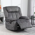 Homcom Swivel Rocker Recliner Chair For Living Room, Fabric Reclining Chair For Nursery, Rocking Chair With Footrest, Side Pockets, Charcoal Gray Charcoal Grey Polyester