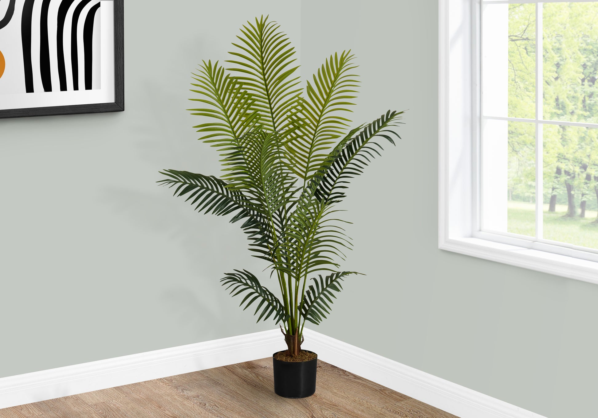 palm leaf fake plant Artificial Plant, 57" Tall, Palm Tree, Indoor, Faux, Fake, Floor, Gree
