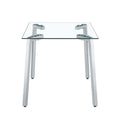 Glass Dining Table Transparent, 130*80* 8Mm Chormed Legsilver Color Silver Clear Seats 4 Glass