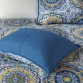 6 Piece Reversible Quilt Set With Throw Pillows Blue King Cal King Blue Cotton