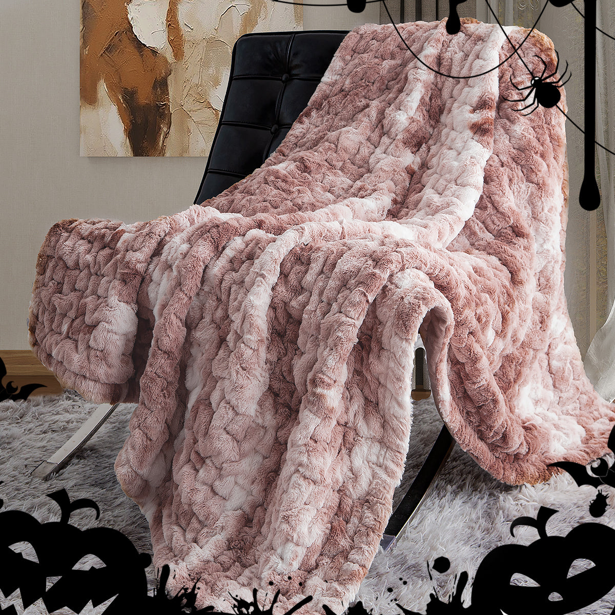 Ruched Faux Fur Throw Multicolor Faux Fur
