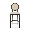 Barstool Beige Natural Wood Fabric Rattan