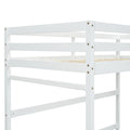 Twin Size High Loft Bed With Inclined Ladder, Guardrails,White Twin White American Design Pine