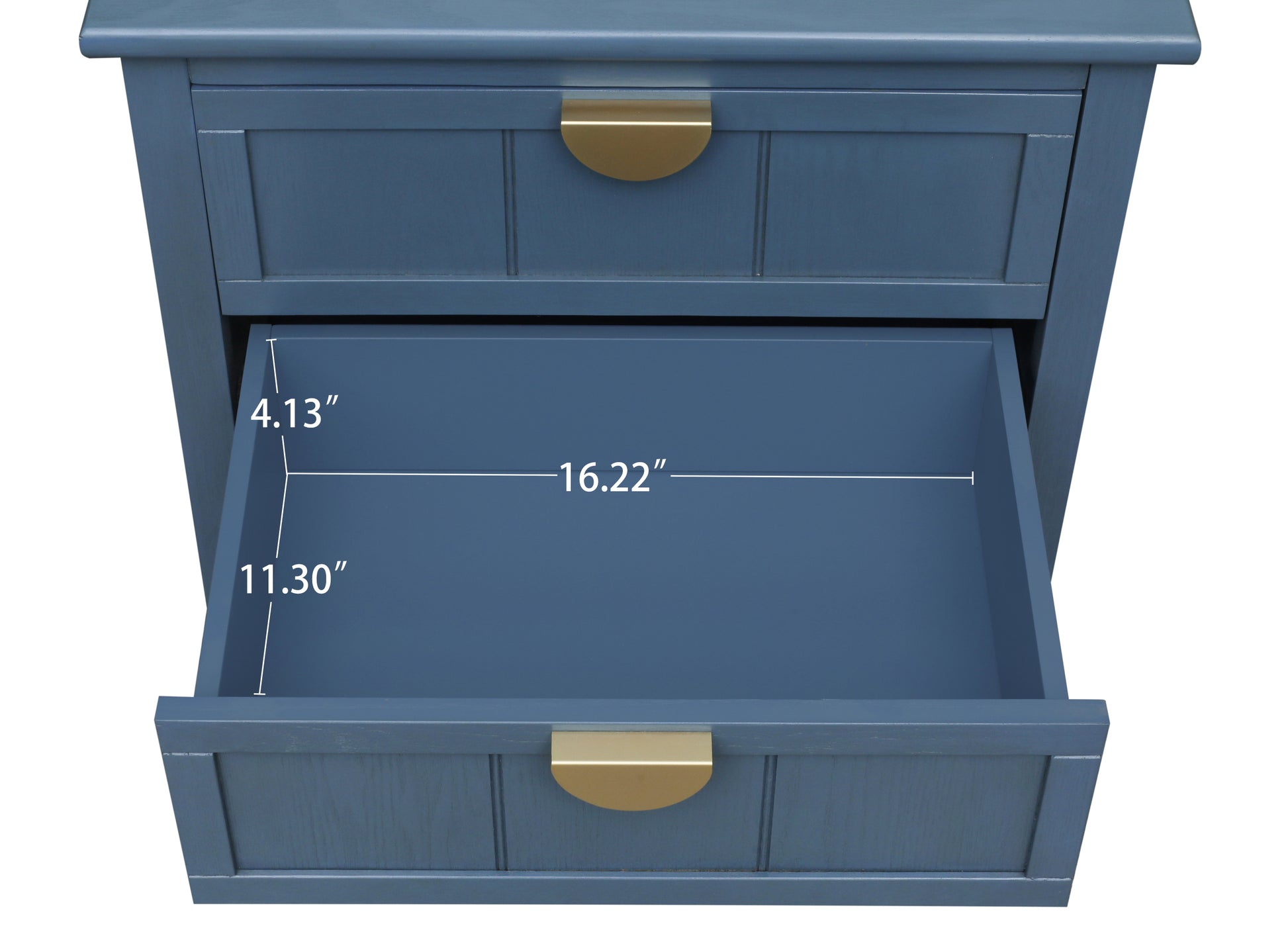 2 Drawer Side Table,American Style, End Table,Suitable For Bedroom, Living Room, Study Blue Mdf