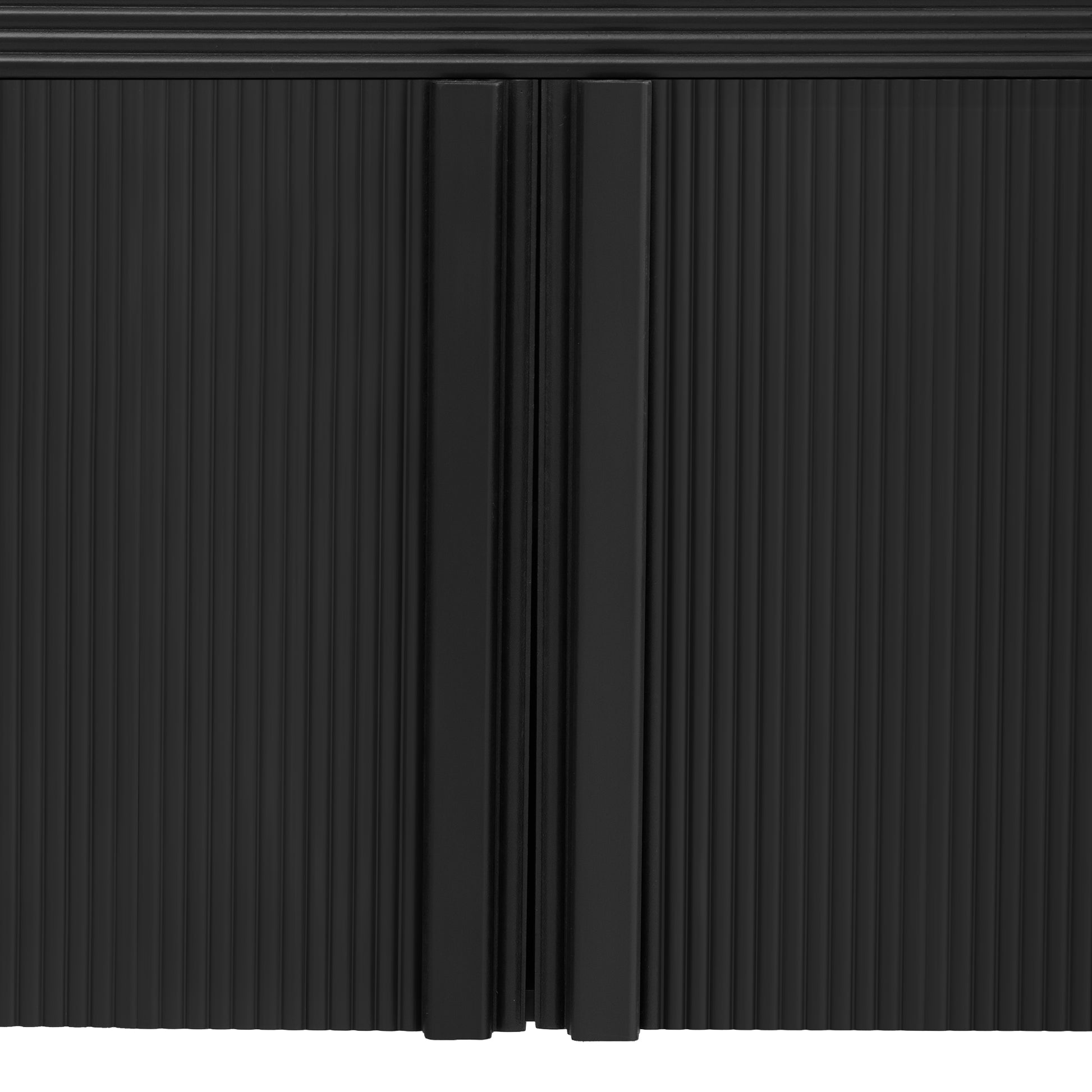 Striped Storage Cabinet With 4 Doorsadjustable, Suitable For Study,Entrance And Living Room Black Mdf