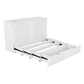 Queen Size Murphy Bed With Drawer And A Set Of Sockets & Usb Ports, Pulley Structure Design, White Queen White Plywood