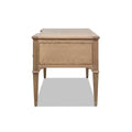 Dauphin Gold Accent 5 Drawer Wood Executive Desk, Natural Brown Wood Brown Solid Wood Mdf Solid Wood Mdf