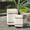 Hardshell Luggage Sets 3 Piece Double Spinner 8 Wheels Suitcase With Tsa Lock Lightweight 20''24''28'' White Abs