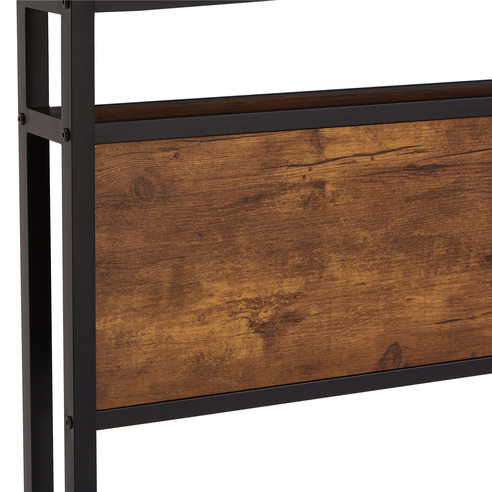 Queen Size Metal Platform Bed Frame With Wooden Headboard And Footboard With Usb Liner,Led Lights, No Box Spring Needed, Large Under Bed Storage, Easy Assemble Queen Black Brown Metal