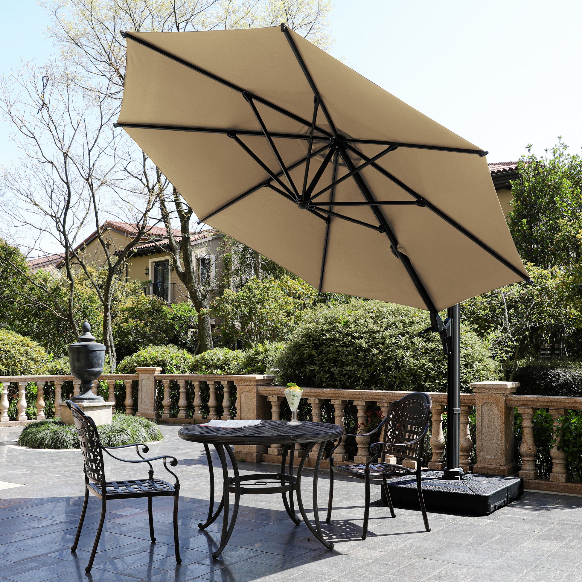 11 Ft Cantilever Patio Umbrella, Round Outdoor Offset Umbrella With 36 11 Ft Cantilever Patio Umbrella, Round Outdoor Offset Umbrella With 36
