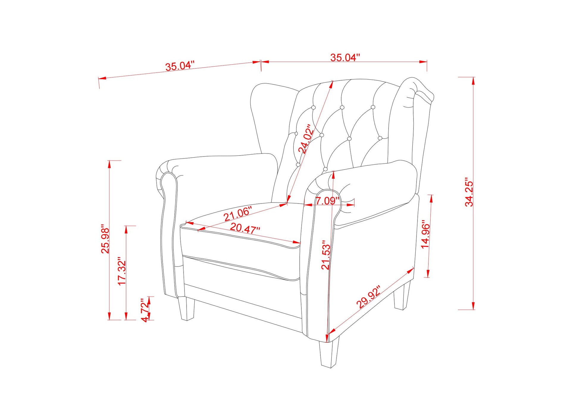 Modern Tufted Push Back Armchair Technical Leather Chair, Adjustable Single Sofa Chair With Sturdy Wood Legs For Bedroom, Living Room, Small Space Color:Beige Beige Primary Living Space Mid Century