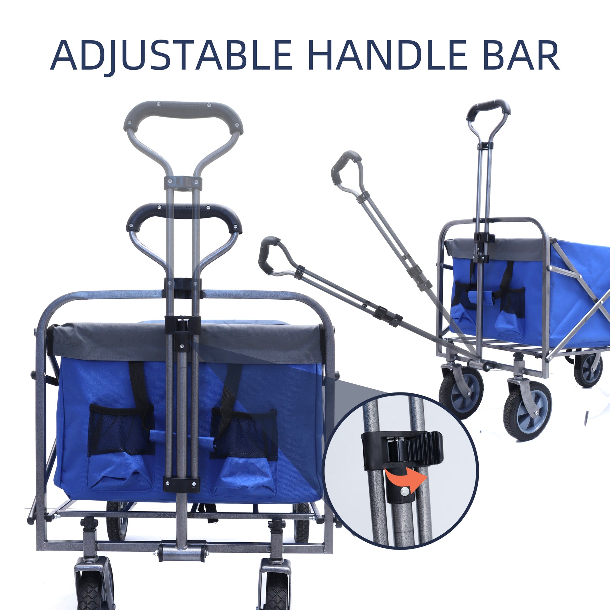 Outdoor Garden Multipurpose Micro Collapsible Beach Trolley Cart Camping Folding Wagon Blue Grey Garden & Outdoor Oxford Fabric Steel