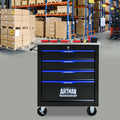 4 Drawers Multifunctional Tool Cart With Wheels Black Black Blue Steel