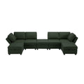 Modular Sectional Sofa U Shaped Sectional Couch With Ottoman, 7 Seat Modular Sofa With Chaise For Living Room, Adjustable Arms And Backs Green Green Polyester 4 Seat
