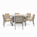 Outdoor Dinning Set 6 Person Outdoor Wooden Dinning yes-grey-weather resistant frame-water resistant