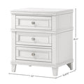 White 3 Drawer Nightstand W Usb White Solid Wood Mdf