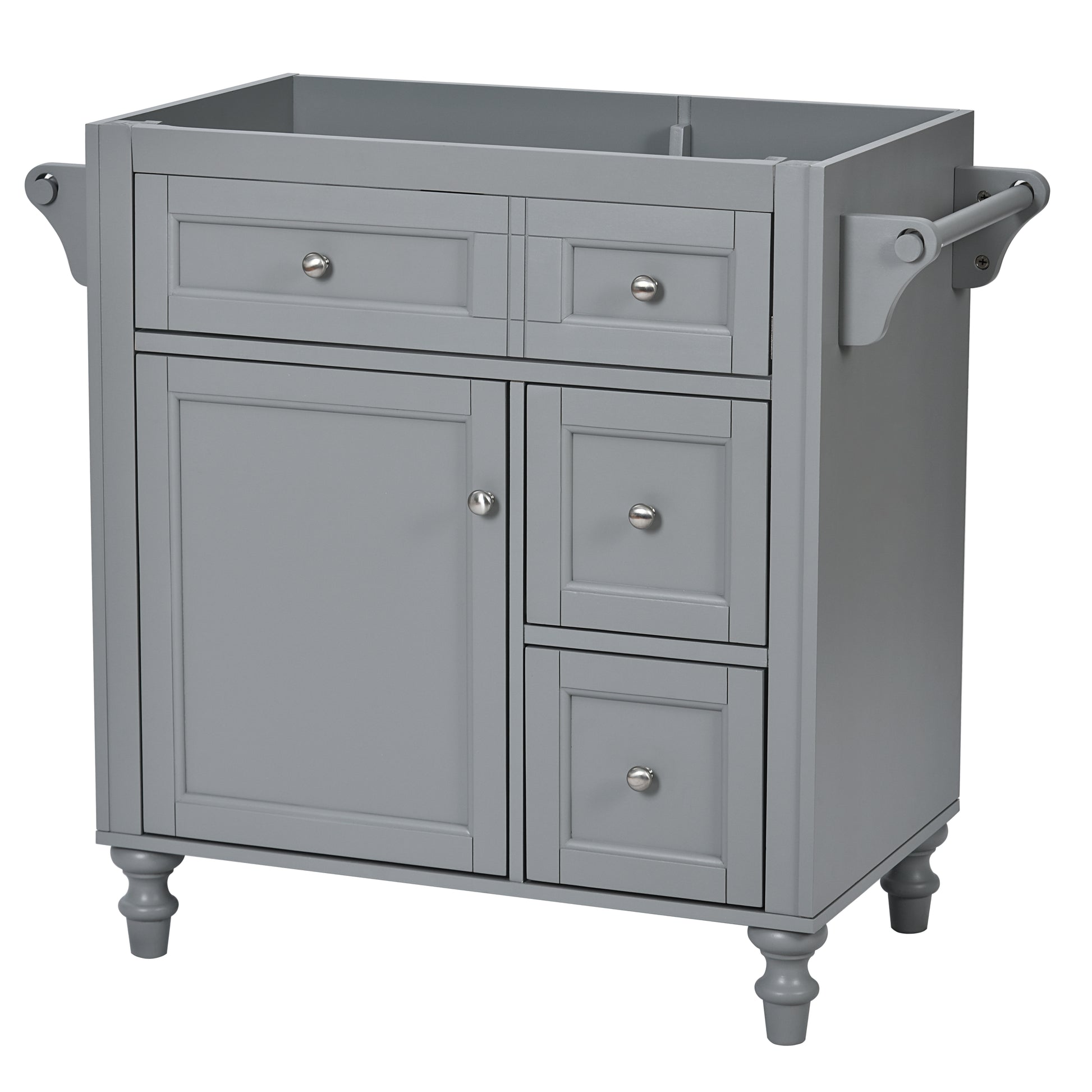 30'' Bathroom Vanity Without Top Sink, Modern Bathroom Storage Cabinet With 2 Drawers And A Tip Out Drawer Not Include Basin Grey Bathroom Modern Solid Wood Mdf
