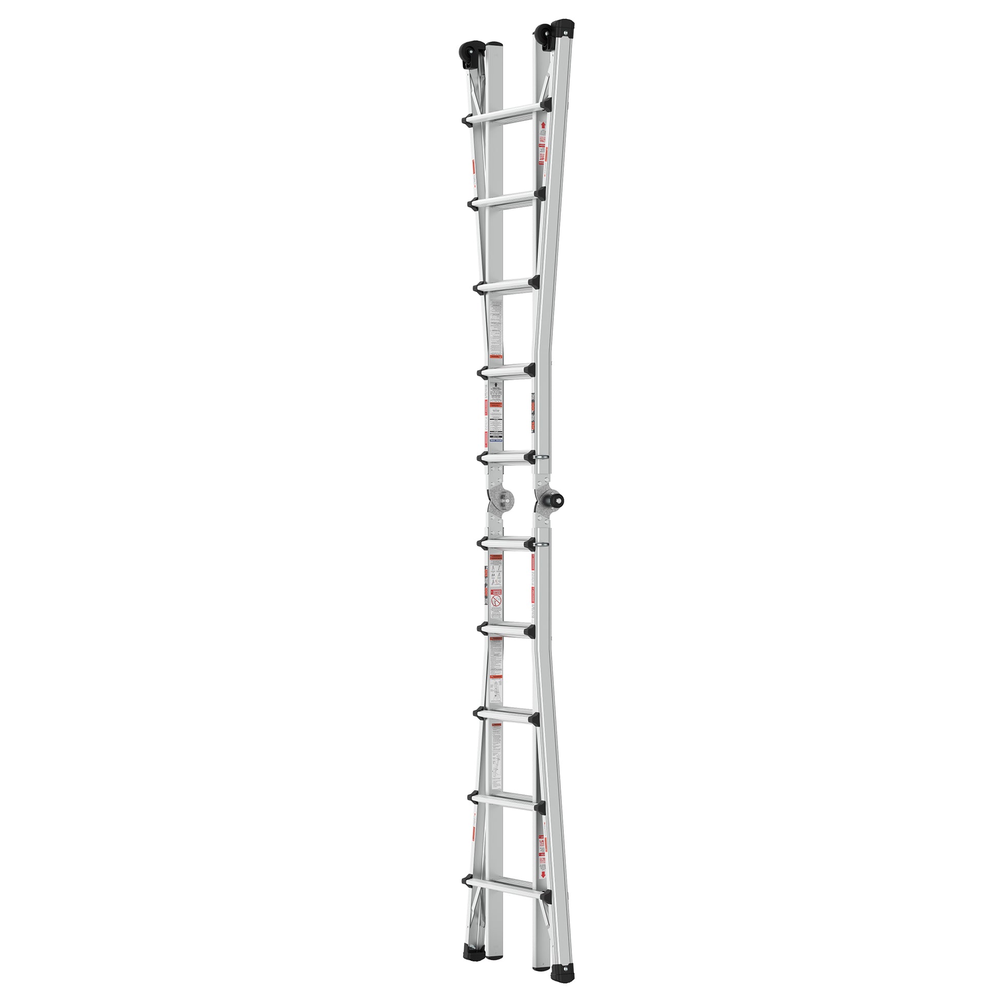 Aluminum Multi Position Ladder With Wheels, 300 Lbs Weight Rating, 22 Ft Metallic Grey Aluminium Alloy