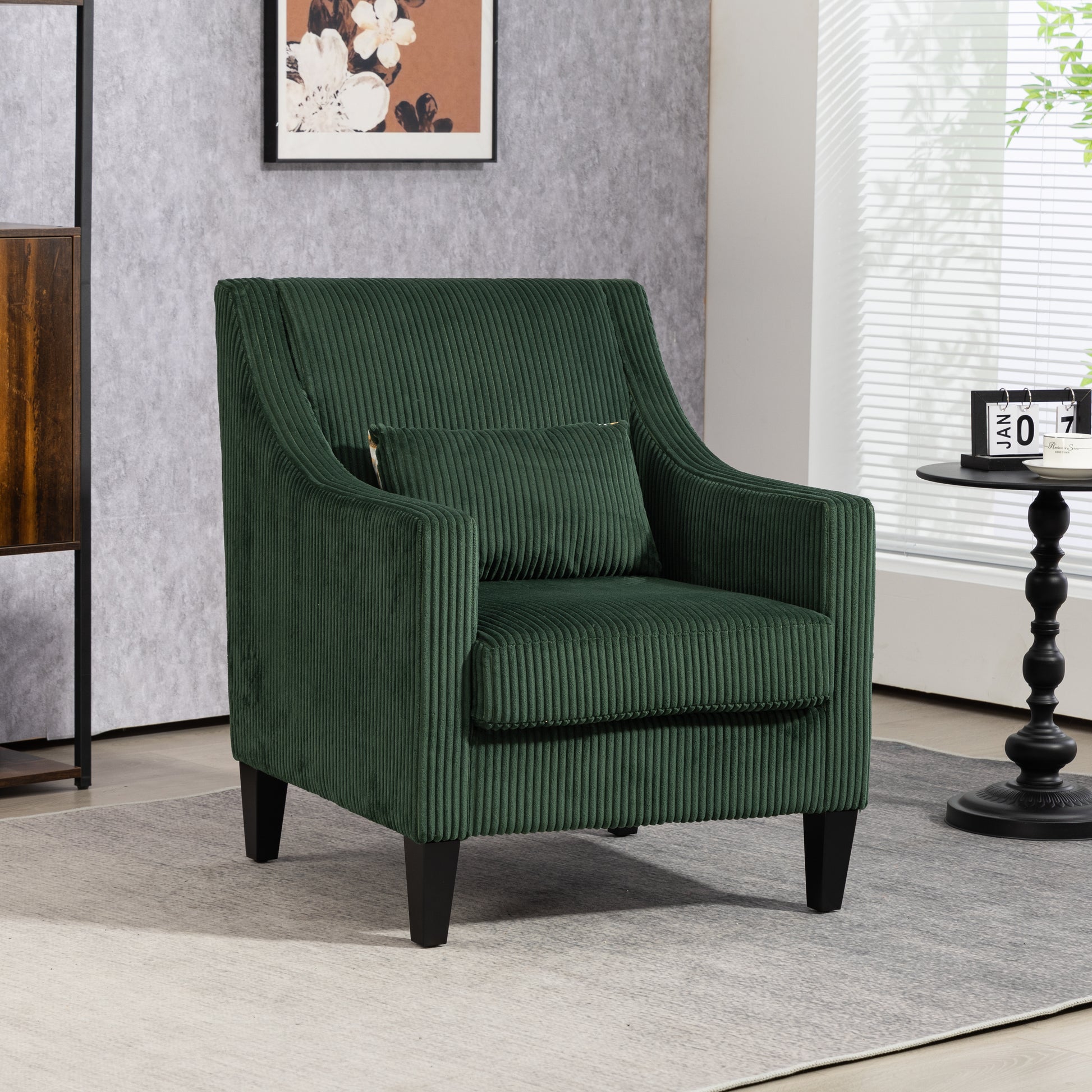 Coolmore Modern Accent Chair,Upholstered Armchair With Scooped Arms For Bedroom,Apartment,Studio,Office,Waiting Room Emerald Corduroy Emerald Foam Corduroy