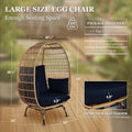 Lucinda Egg Cushions Patio Lounge Chair, Large, Natural Navy Brown Black Pe Rattan Iron