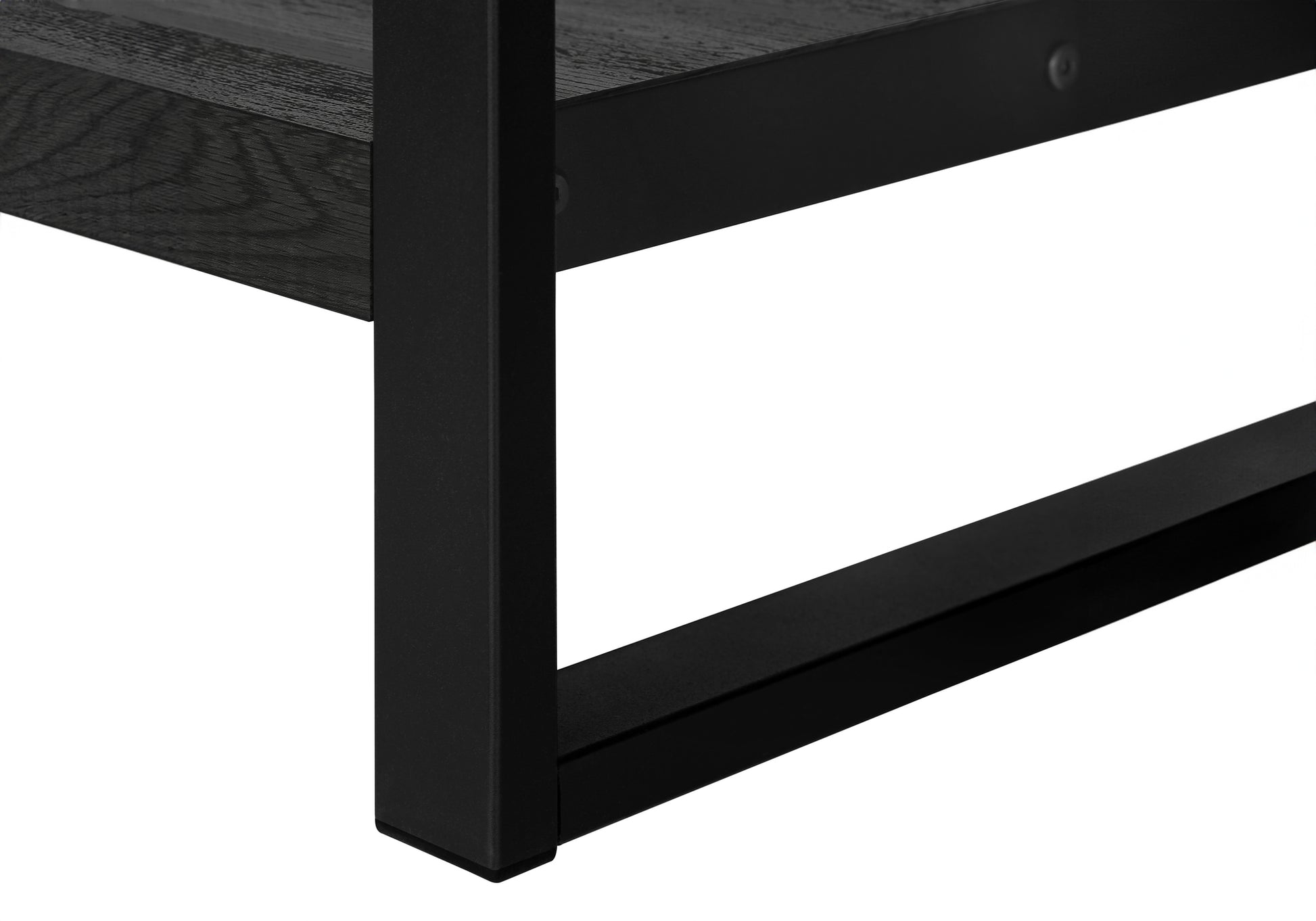 Accent Table, Side, End, Nightstand, Lamp, Living Room, Bedroom, Black Laminate, Black Metal, Industrial Black Mdf