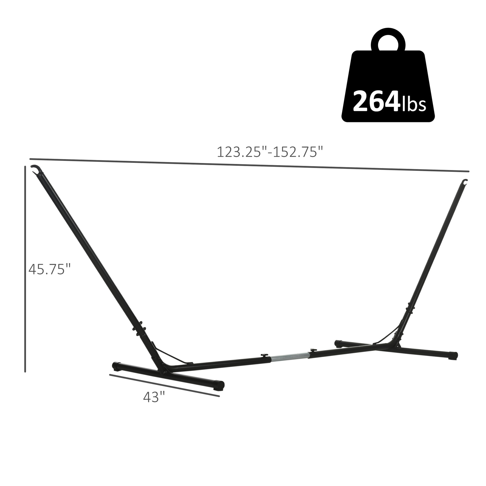 Outsunny Universal Hammock Stand 10 13Ft Adjustable Steel Stand Space Saving And Portable Carrying For Indoor And Outdoor Use, Black Black Steel