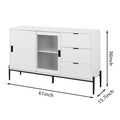 Modern Featured Storage Cabinet Sideboard With Glass Sliding Door And 3 Drawers, Entryway Console Table Kitchen Buffet Cabinet For Corridors Entrances Kitchen Study White 5 Or More Spaces White Particle Board