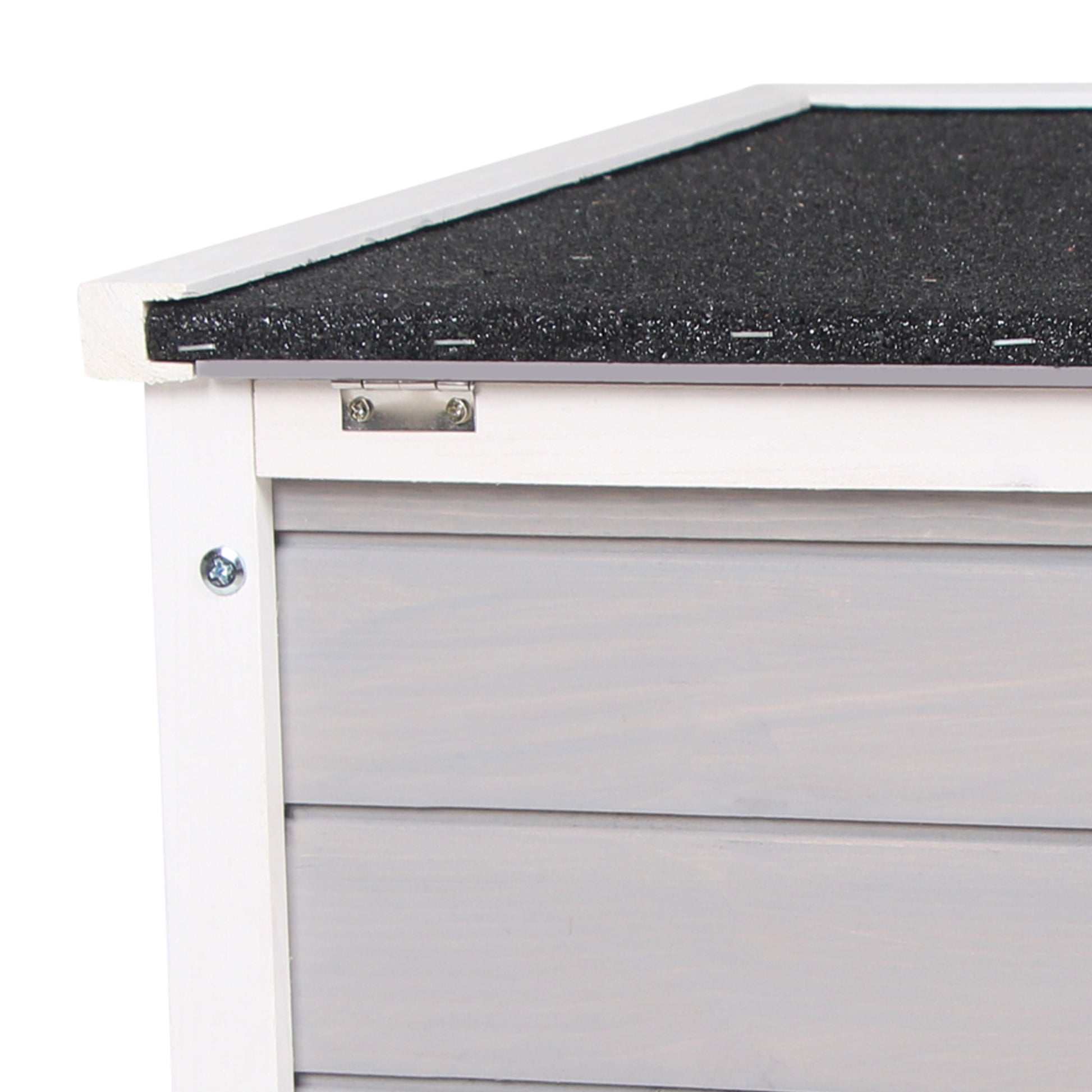 Pawhut Small Wooden Rabbit Hutch, Bunny Guinea Pig Cage, With Openable & Waterproof Roof, Gray Gray Wood