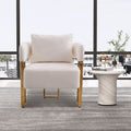 Ts Teddy Velvet Upholstered Metal Foot Sofa White Gold Teddy 1 Seat