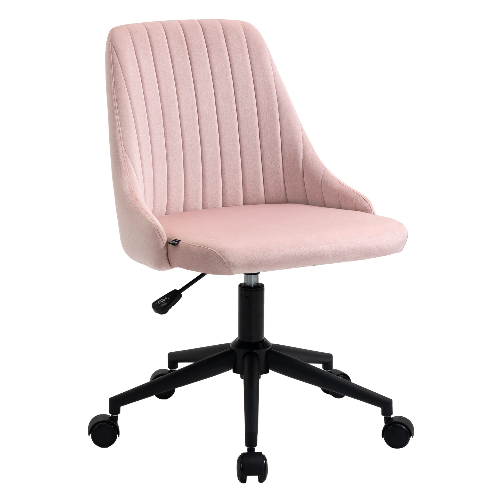 Vinsetto Mid Back Office Chair, Velvet Fabric Swivel Sop Shape Computer Desk Chair For Home Office Or Bedroom, Pink Pink Polyester