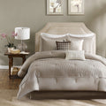7 Piece Polyester Charmeuse Comforter Set Taupe Queen Queen Taupe Polyester