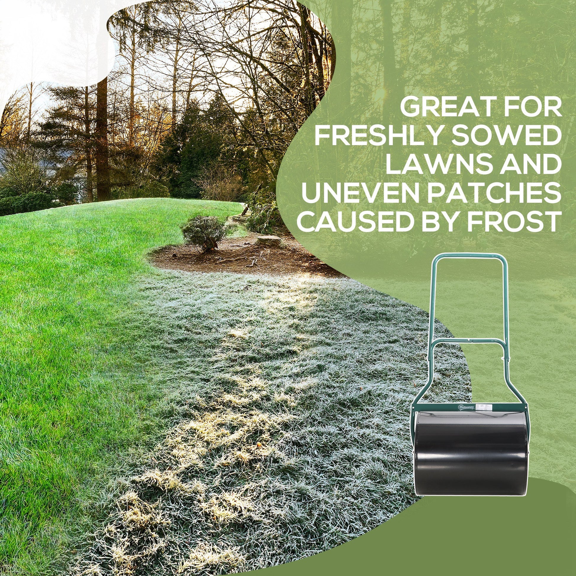 Outsunny 20 Inch Push Tow Behind Lawn Roller Filled With 16 Gal Water Or Sand, Perfect For Flattening Sod In The Garden Black Metal