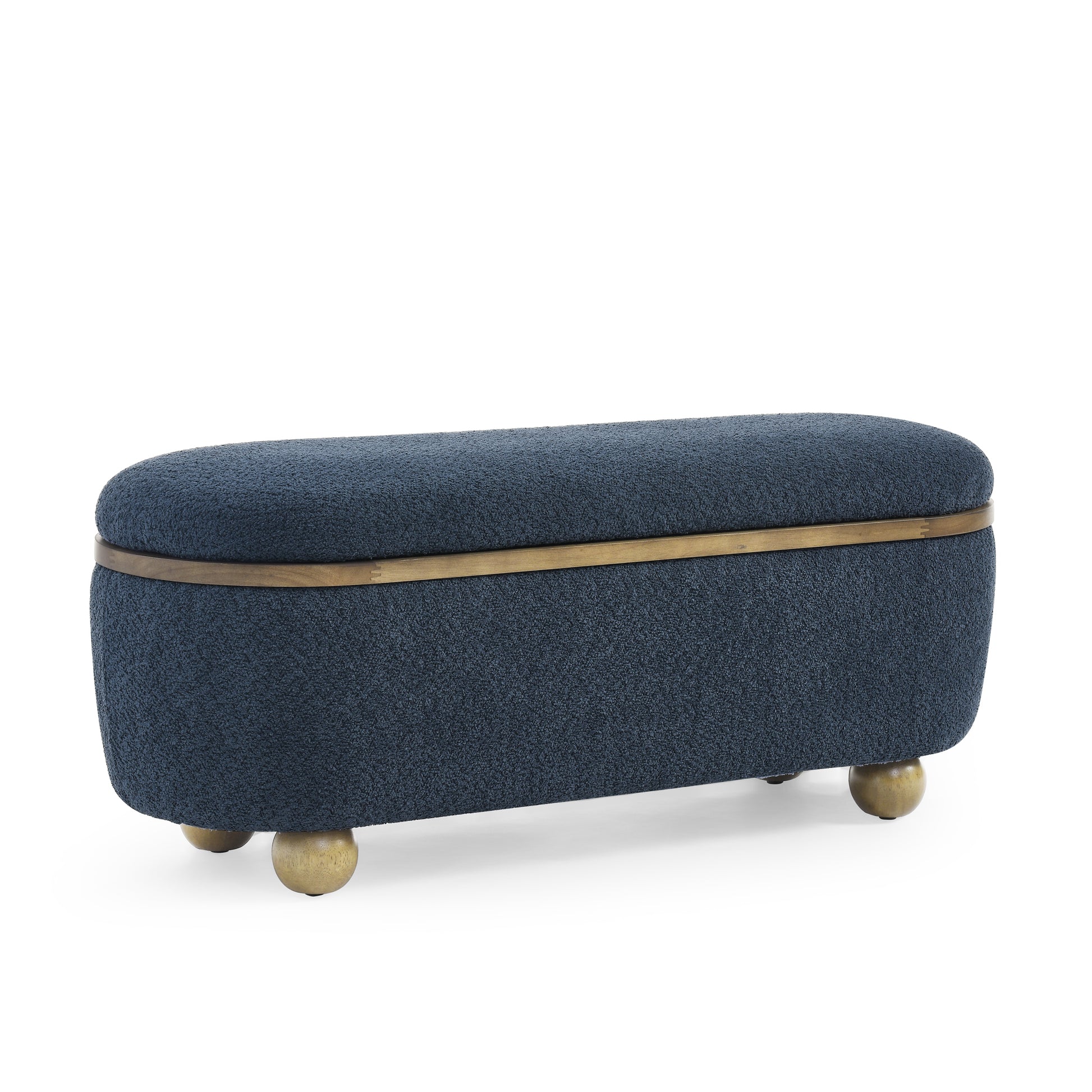 Storage Ottoman Bench, Upholstered End Of Bed Ottoman Bench With Storage And Seating, Large Blanket Storage Bench For Foot Rest In Bedroom, Living Room, Entryway, Dark Blue Dark Blue Foam