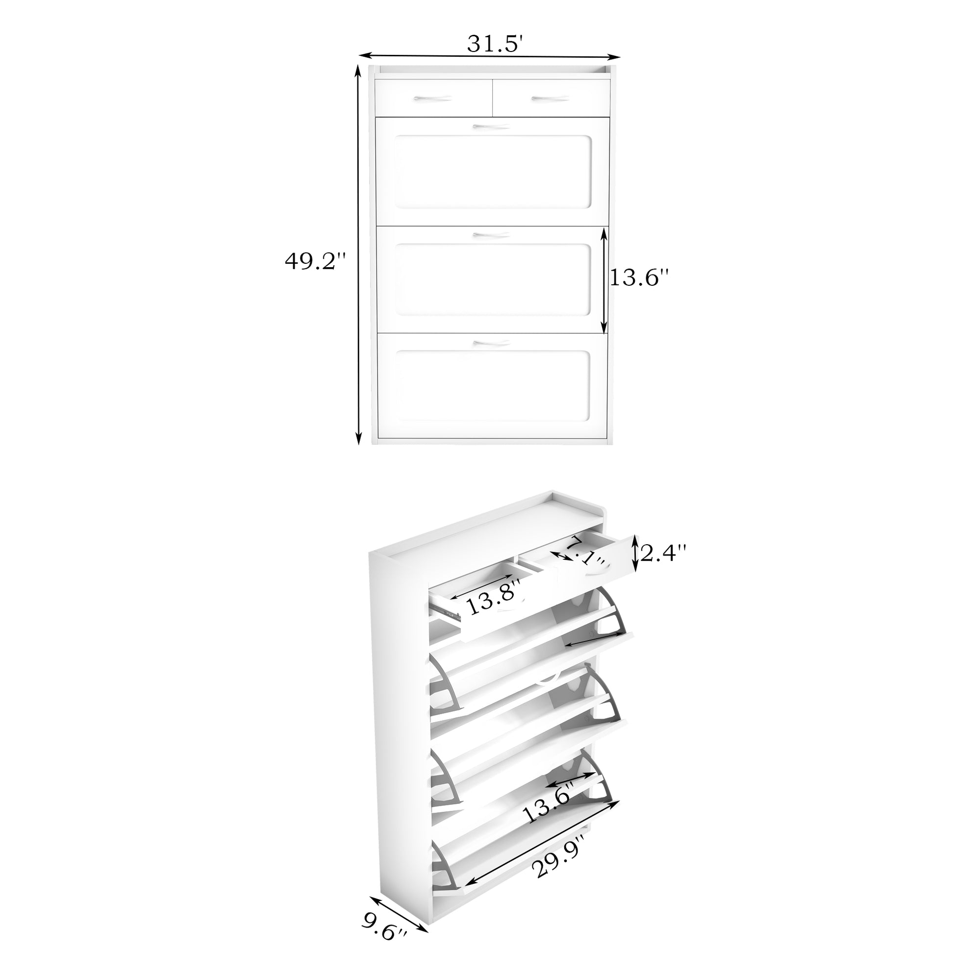 31.49 Inches Of White Solid Wood Shoe Cabinet, Three Layer Flip Bucket Shoe Storage Cabinet, Simple And Generous For A Variety Of Home Style White Solid Wood Shoe Cabinet White Mdf