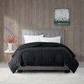 Lightweight Down Alternative Blanket With Satin Trim Black Full Queen Black Polyester